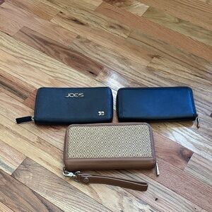 Bundle of 3 Zip Around Wallets Joe’s (Jeans) Black, Unbranded Black and 31 Camel
